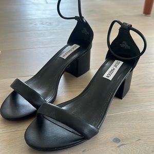 Steve Madden Black Ankle-Strap Block Heel Sandals